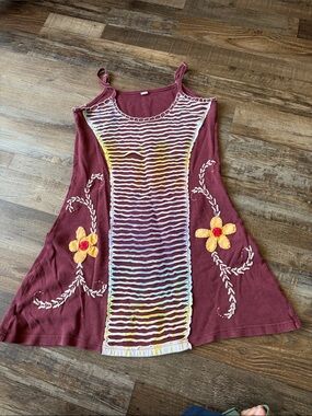 Vintage funky dark berry colored dress women’s small